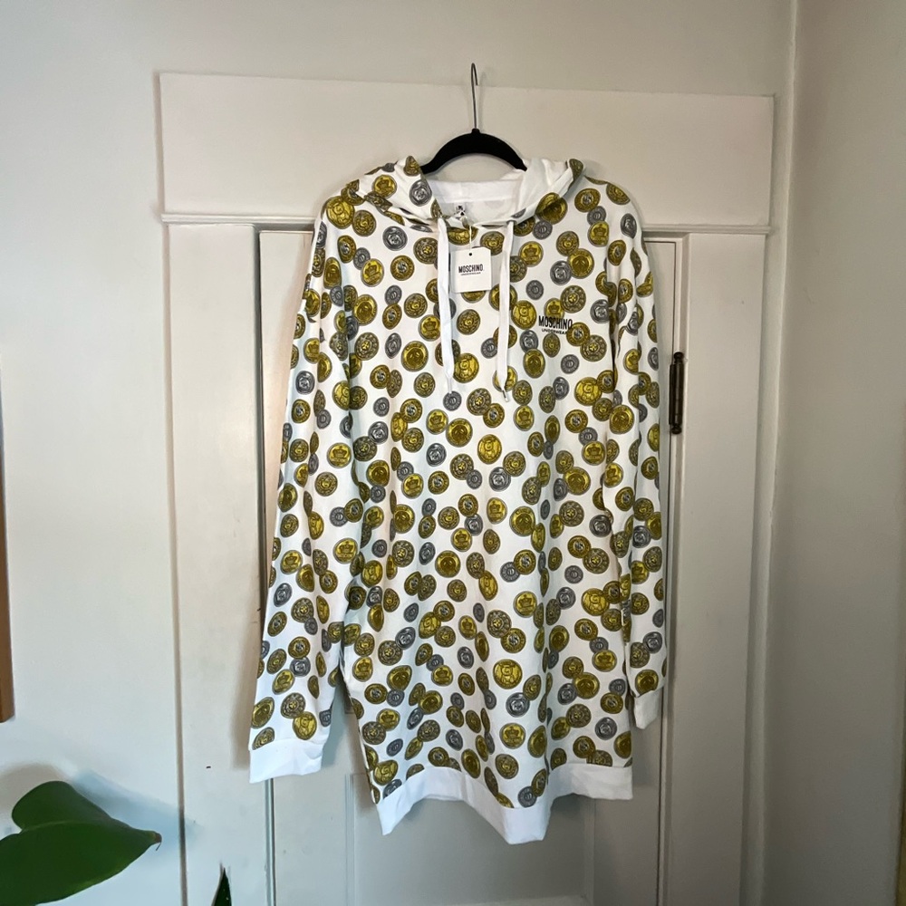 Moschino Underwear Coin Print Hoodie Dress NWT